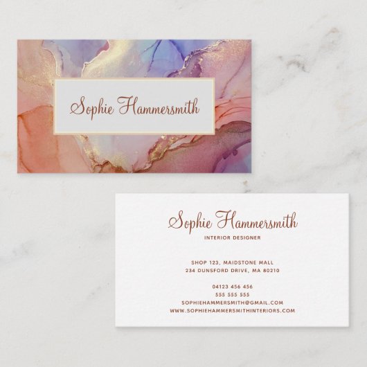 Elegante Pastel Abstrakt Visitenkarte (Vorne/Hinten)