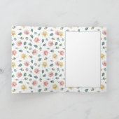 Elegante Pastel-Aquarellfarben-Rose und Monogramm (Innenseite)