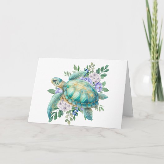 Elegante Pastel Aquarellmeerschildkröte - Karte (Vorderseite)