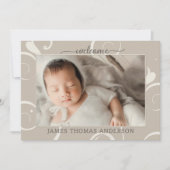 Elegante Pastel Baby Foto Geburtserklärung Dankeskarte (Vorderseite)