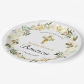 Elegante Pastel Bautizo Bebé Pappteller (Schrägansicht)