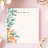 Elegante Pastel Blätter Botanischer Personalisiert Notizblock