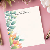 Elegante Pastel Blätter Botanischer Personalisiert Notizblock