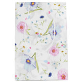 Elegante Pastel Blau & Rosa Blume Mittlere Geschenktüte (Vorderseite)