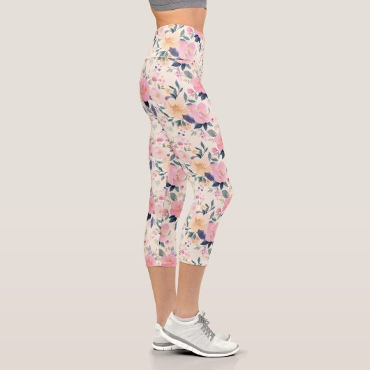 Elegante Pastel Bloom Romantische Feminine Aesthet Capri Leggings (Rechts)