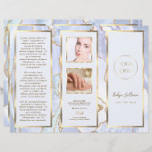 Elegante Pastel Blue and Gold Agate Broschüre (Vorne/Hinten)