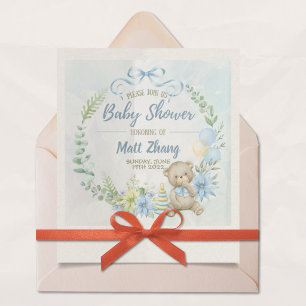 Elegante Pastel Blue and White Baby Shower Einladung