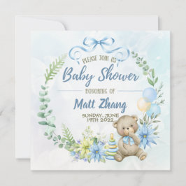 Elegante Pastel Blue and White Baby Shower Einladung