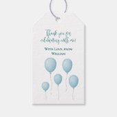 Elegante Pastel Blue Balloon Geschenk Tag - Geburt Geschenkanhänger (Vorderseite)