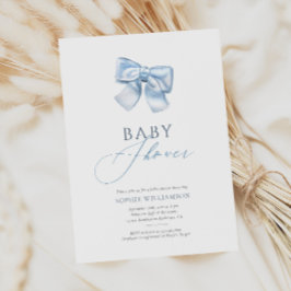 Elegante Pastel Blue Coquette Bow Baby Shower Einladung