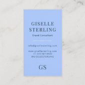 Elegante Pastel Blue Einfach Minimal Monogram Chic Visitenkarte (Rückseite)