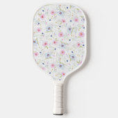 Elegante Pastel Blue Pink Blume Personalisiert Pickleball Schläger (Rückseite)