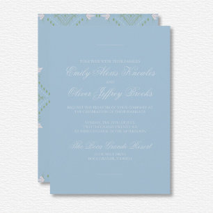 Elegante Pastel Blue Tone auf Tone Diamond Wedding Einladung