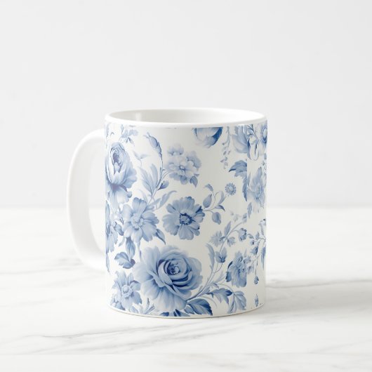 Elegante Pastel Blue Watercolor Rose Kaffeetasse (Vorderseite Links)