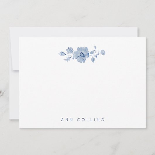 Elegante Pastel Blue Watercolor Rose Mitteilungskarte (Vorderseite)