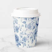 Elegante Pastel Blue Watercolor Rose Pappbecher (Links)