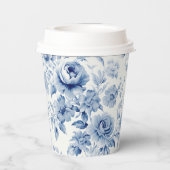 Elegante Pastel Blue Watercolor Rose Pappbecher (Rückseite)