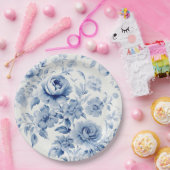 Elegante Pastel Blue Watercolor Rose Pappteller (Party)