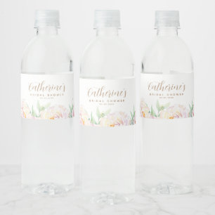 Elegante Pastel-Blume   BRAUTPARTY Wasserflaschenetikett