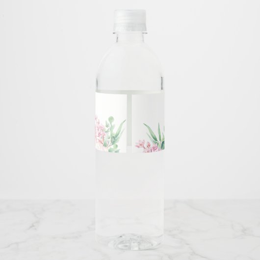 Elegante Pastel-Blume | Erste Kommune Wasserflaschenetikett (Rückseite)