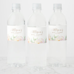 Elegante Pastel-Blume Personalisierte Babydusche Wasserflaschenetikett