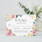 Elegante Pastel Blush Garden Floral Wedding RSVP Karte (Stehend Vorderseite)