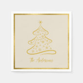 Elegante Pastel Bone Beige Gold Weihnachtsbaum Serviette (Vorderseite)