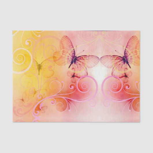 Elegante Pastel Butterflies und Wirbel Seidenpapier (Vorderseite)