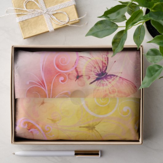 Elegante Pastel Butterflies und Wirbel Seidenpapier (Geschenk)