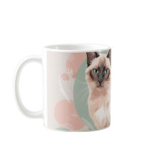 Elegante Pastel Cat Illustration mit Blume Button