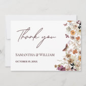 Elegante Pastel Chic Boho Wildblume Theme Wedding Dankeskarte (Vorderseite)