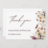 Elegante Pastel Chic Boho Wildblume Theme Wedding Dankeskarte (Vorne/Hinten)