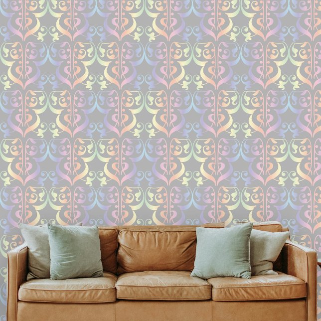 Elegante Pastel Colored Stylized Damask Tapete (Von Creator hochgeladen)