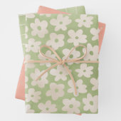 Elegante Pastel Daisy Blume Bunny Spring Oster Geschenkpapier Set (Beispiel)