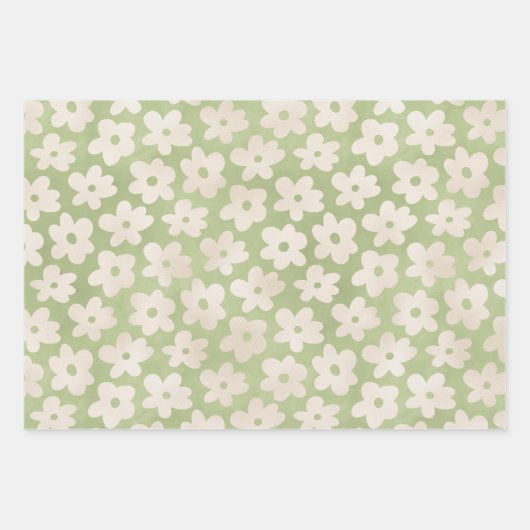 Elegante Pastel Daisy Blume Bunny Spring Oster Geschenkpapier Set (Vorderseite)