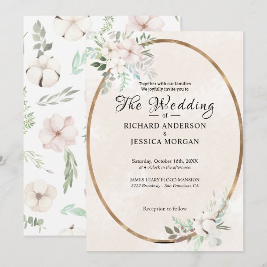 Elegante Pastel  Einladung (Vorne/Hinten)