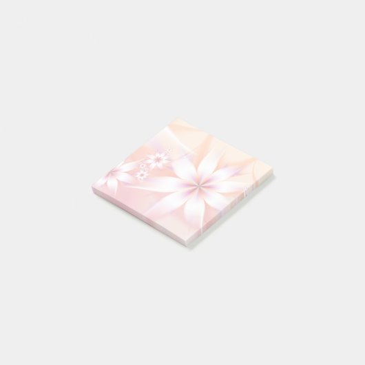 Elegante Pastel Floral Abstrakt| Weißer Korallenpf Post-it Klebezettel (angewinkelt)