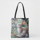 Elegante Pastel Floral Art Nouveau Rabbit Tasche (Vorderseite)
