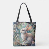 Elegante Pastel Floral Art Nouveau Rabbit Tasche (Rückseite)
