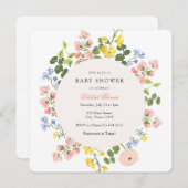 Elegante Pastel Floral Baby Dusche Einladung (Vorne/Hinten)