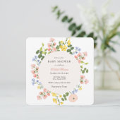 Elegante Pastel Floral Baby Dusche Einladung (Stehend Vorderseite)