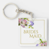 Elegante Pastel Floral Bridesmaid Gastgeschenk Hoc Schlüsselanhänger (Vorderseite)