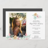 Elegante Pastel Floral Feier zum Leben Beerdigung Dankeskarte (Vorne/Hinten)