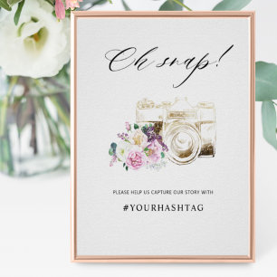 Elegante Pastel Floral, Kamera Oh Snap Hashtag Zei Poster