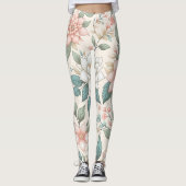 Elegante Pastel Floral Leggings (Vorderseite)