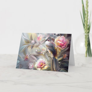 Elegante Pastel Floral Safari Vogelnotentabelle Feiertagskarte