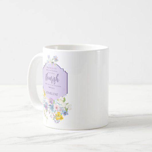 Elegante Pastel Floral Scripture Verse Personalisi Kaffeetasse (Vorderseite Links)