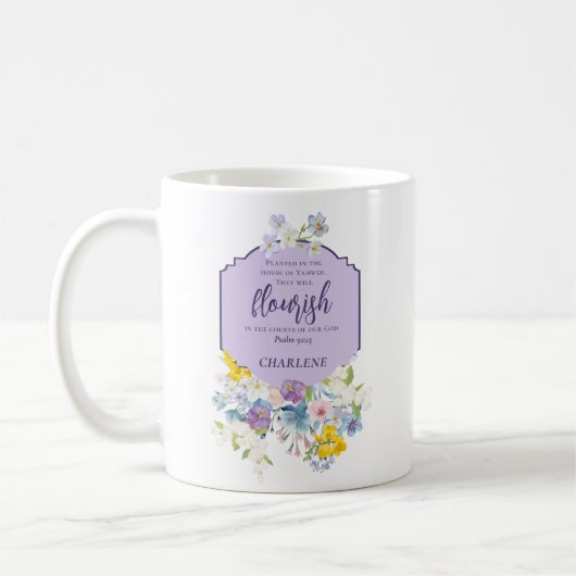 Elegante Pastel Floral Scripture Verse Personalisi Kaffeetasse (Links)