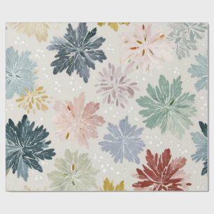 Elegante Pastel Floral Snowflake Nahtloses Muster  Geschenkpapier