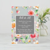 Elegante Pastel floral Soft Gray Background Weddin Einladung (Stehend Vorderseite)
